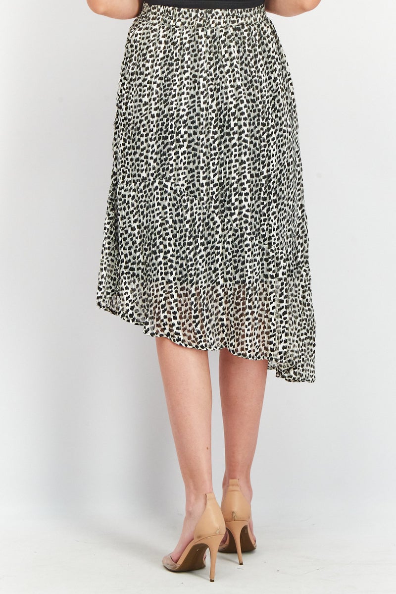 Tchibo Women Allover Print Midi Skirt, Black Combo - Image 3