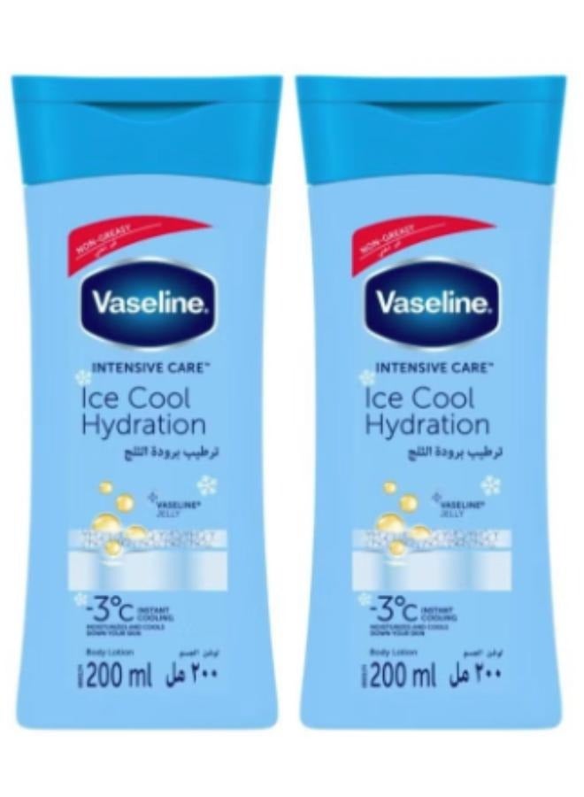 Vaseline 2 Pcs Vaseline Intensive Care Ice Cool Hydration Lotion, 200 ml - Image 1
