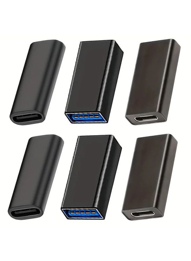 مجموعة محولات USB 3.0 السوداء عالية السرعة للتوصيل والتوسيع، تشمل مقابس إناث من نوعي USB-A وUSB-C - Image 1