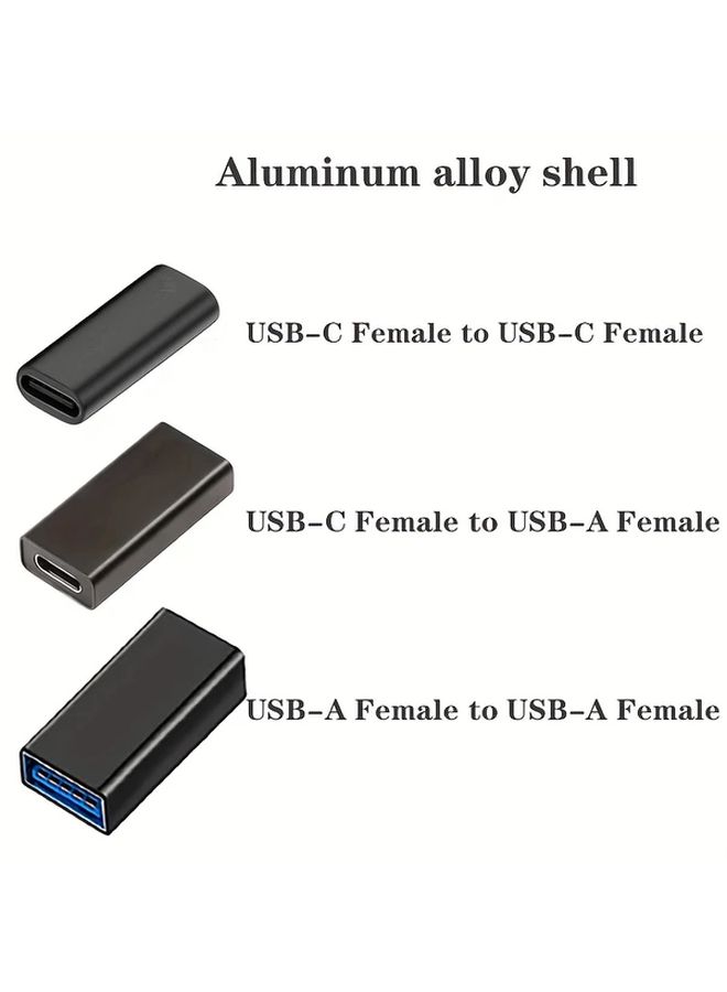 مجموعة محولات USB 3.0 السوداء عالية السرعة للتوصيل والتوسيع، تشمل مقابس إناث من نوعي USB-A وUSB-C - Image 3