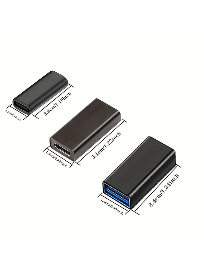 مجموعة محولات USB 3.0 السوداء عالية السرعة للتوصيل والتوسيع، تشمل مقابس إناث من نوعي USB-A وUSB-C - Image 2