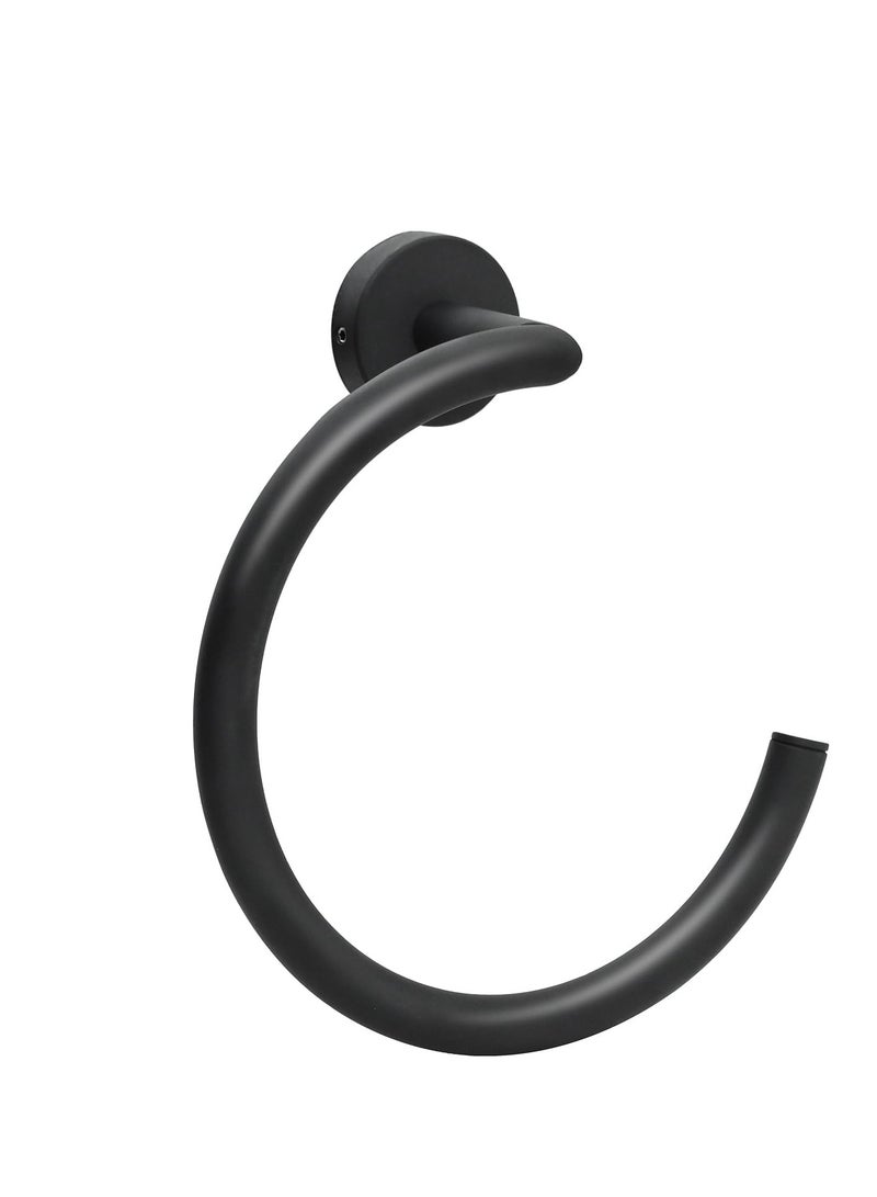 SYOSI Hand Towel Holder for Bathroom Wall Matte Black Towel Ring Stainless Steel Hand Towel Holder Heavy Duty Towel Hanger for Bath, Kitchen (Black) - Image 1