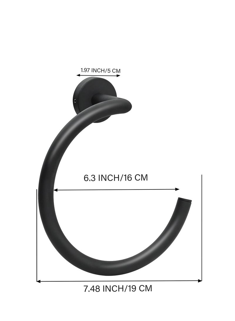 SYOSI Hand Towel Holder for Bathroom Wall Matte Black Towel Ring Stainless Steel Hand Towel Holder Heavy Duty Towel Hanger for Bath, Kitchen (Black) - Image 4