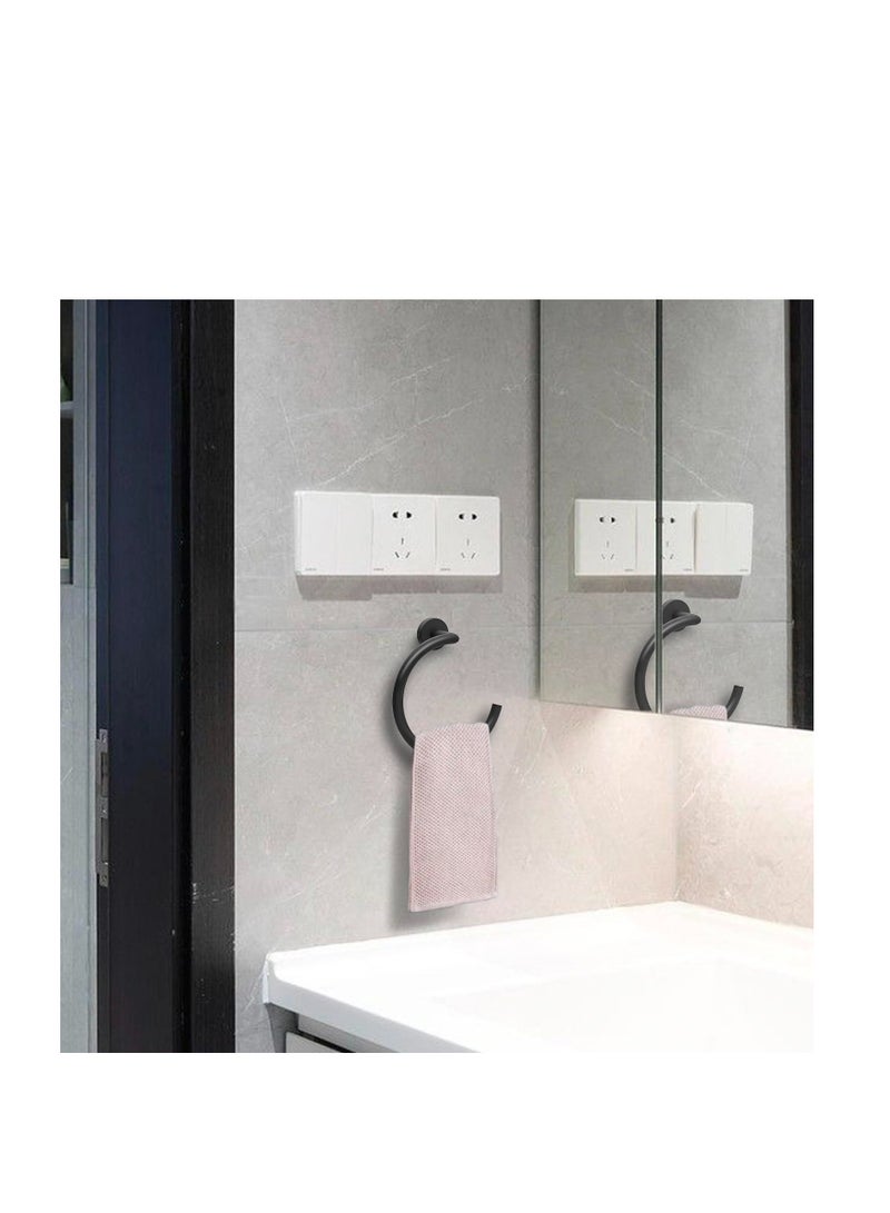 SYOSI Hand Towel Holder for Bathroom Wall Matte Black Towel Ring Stainless Steel Hand Towel Holder Heavy Duty Towel Hanger for Bath, Kitchen (Black) - Image 3