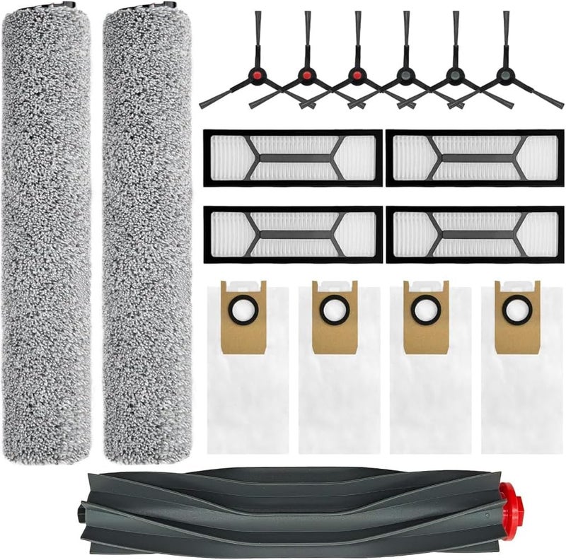 JoyBros Omni S1 Pro Replacement Parts Accessories for Eufy Omni S1/S1 Pro Robot Vacuum: Main Brush X1, Side Brush X6, Washable Filter X4, Dust Bag X4, Rolling Mop X3 17-Pack - Image 1