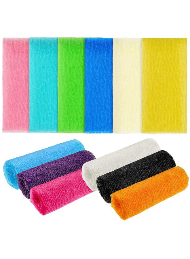 Tatuo 12 Pack 36 Inch Exfoliating Bath Cloth Towel African Net Sponge Extra Long Nylon Korean Bath Towel Japanese Shower Cleaning Sponges for Back Body(12 Color) - Image 1