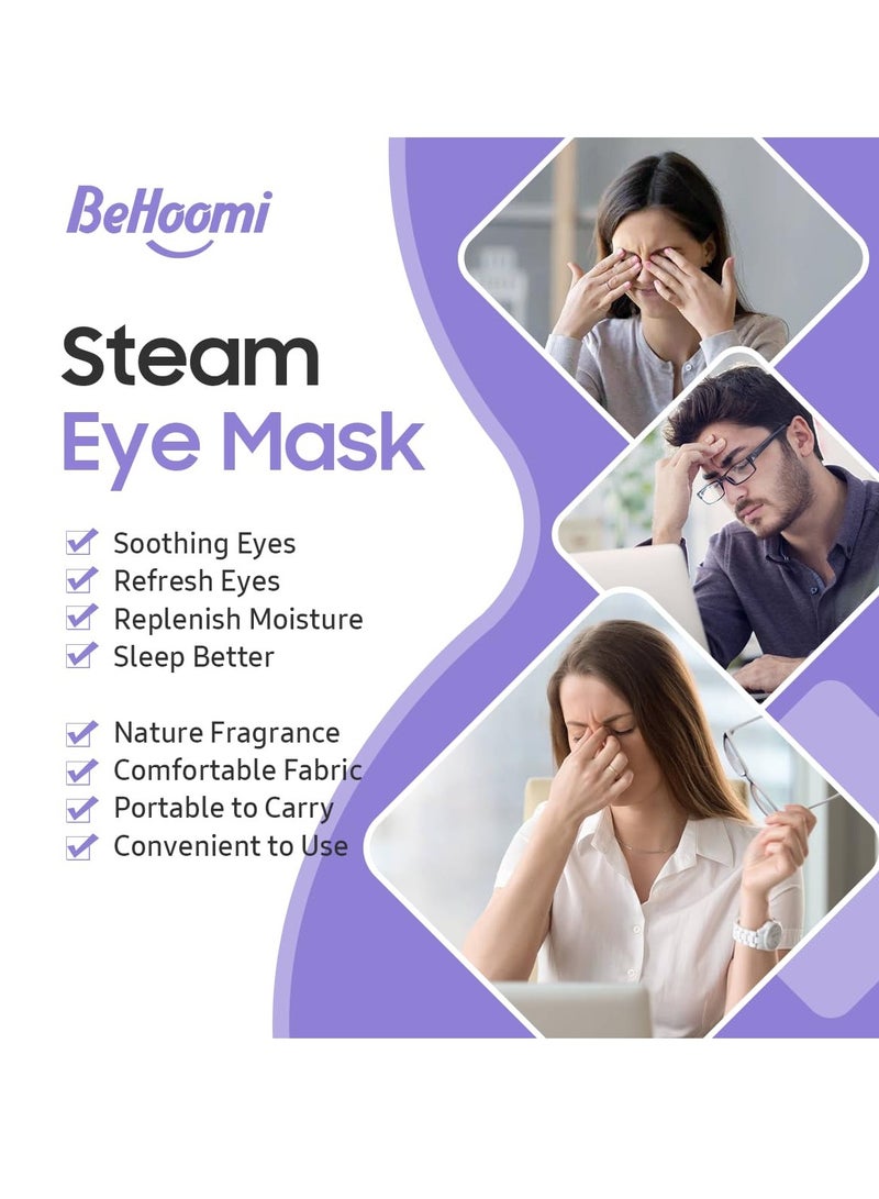 BeHoomi 20 Packs Steam Eye Mask, Heated Eye Mask Warm Compress for Eyes, Disposable Self Heating Eye Mask for Sleep, Spa, Travel Essentials & Relaxation Gifts for Women, Stocking Stuffers (Lavender)  - Image 5
