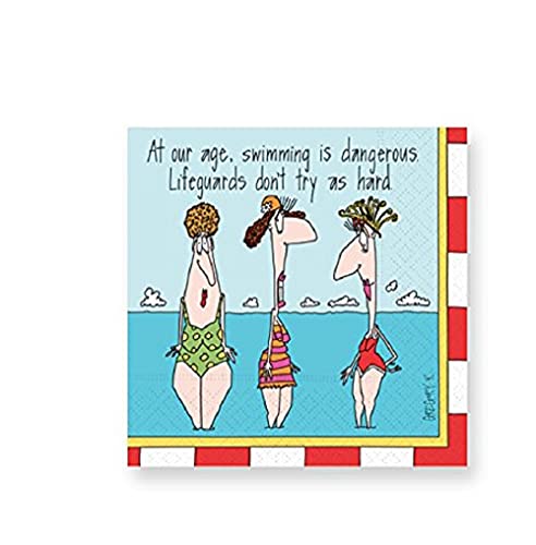 Design Design 624-00919 Cocktail Table Napkins, Swimming is Dangerous, 5-inch Square, Multi - Image 2