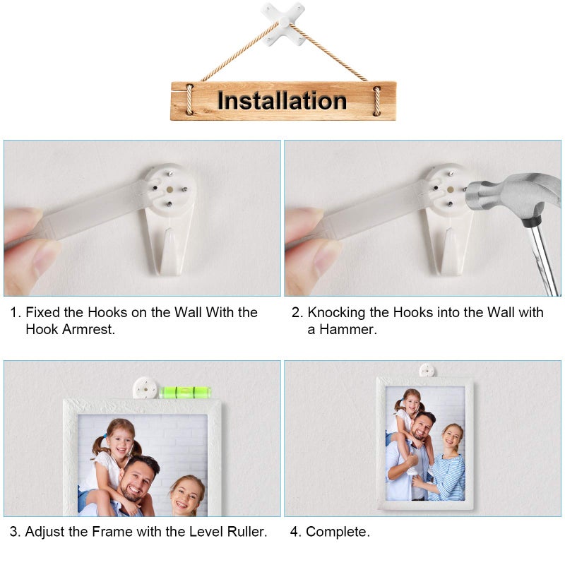 MOYASIBB Picture Hanging Kit, 62PCS Concrete Wall Hardwall Hangers for Cinder Block, No Damage Wall Hooks for Photo Frame Art Painting Non-Trace Drywall Stucco - Image 5