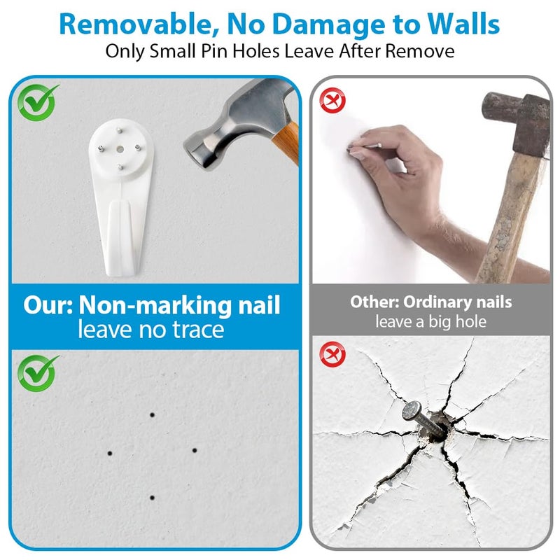 MOYASIBB Picture Hanging Kit, 62PCS Concrete Wall Hardwall Hangers for Cinder Block, No Damage Wall Hooks for Photo Frame Art Painting Non-Trace Drywall Stucco - Image 4