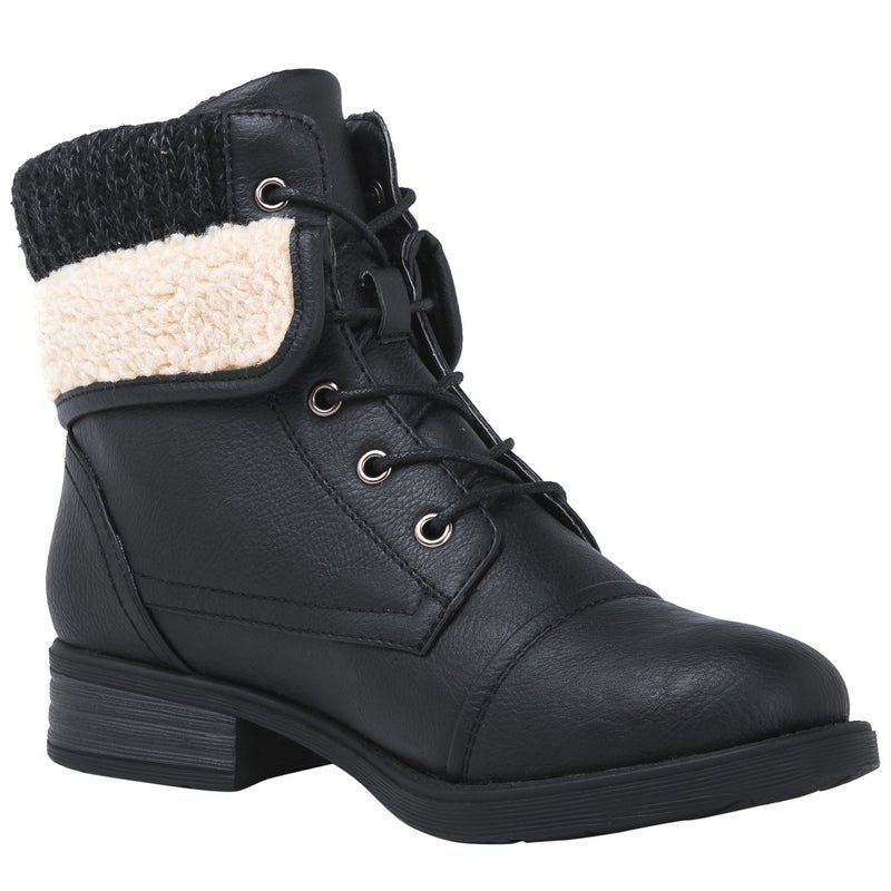 GLOBALWIN Women's Black Combat Boots Dressy Lace Up Ankle Boots For Women Low Heel Size 8.5M - Image 3