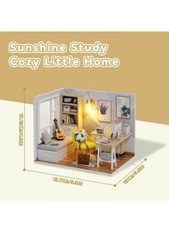 Flever Flever Dollhouse Miniature DIY House Kit Creative Room with Furniture for Romantic Artwork Gift (Sunny Study)  - Image 2