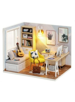 Flever Flever Dollhouse Miniature DIY House Kit Creative Room with Furniture for Romantic Artwork Gift (Sunny Study)  - Image 1