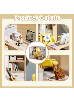 Flever Flever Dollhouse Miniature DIY House Kit Creative Room with Furniture for Romantic Artwork Gift (Sunny Study)  - Image 3
