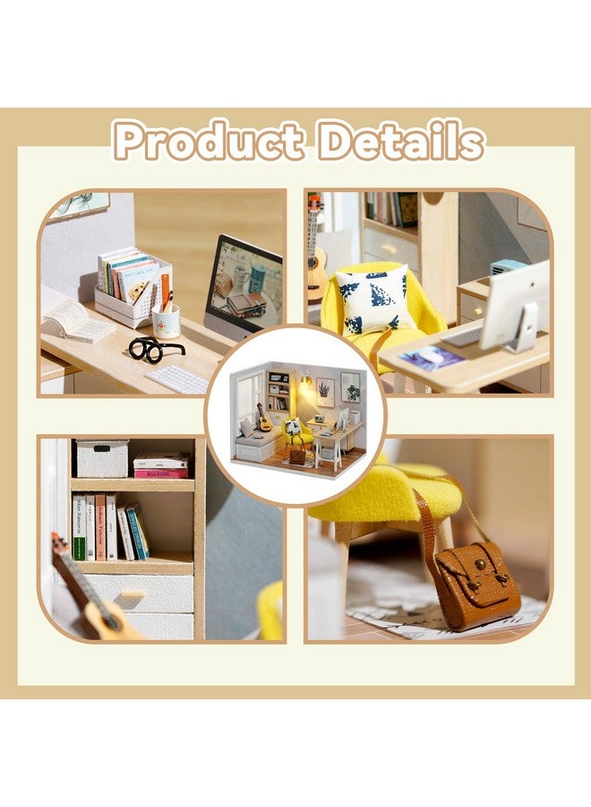 فليفر مجموعة منزل دمى فليفر المصغر DIY مع غرفة إبداعية مع أثاث كهدية فنية رومانسية (دراسة مشمسة) - Image 3