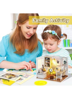 Flever Flever Dollhouse Miniature DIY House Kit Creative Room with Furniture for Romantic Artwork Gift (Sunny Study)  - Image 4