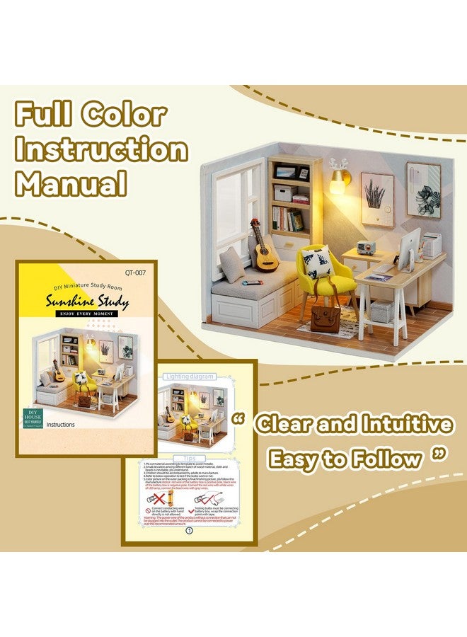 فليفر مجموعة منزل دمى فليفر المصغر DIY مع غرفة إبداعية مع أثاث كهدية فنية رومانسية (دراسة مشمسة) - Image 5