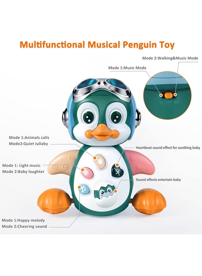 أوساويك ألعاب موسيقية للأطفال على شكل بطريق زاحف، ألعاب وقت الاستلقاء على البطن للأطفال الرضع من عمر 0-3 أشهر، من 0-6 أشهر، من 6-12 شهرًا، من 12 إلى 18 شهرًا، لعبة تفاعلية لتعلم الموسيقى والزحف مع أضواء LED، هدية عيد ميلاد للأطفال الصغار والأولاد والبنات - Image 3