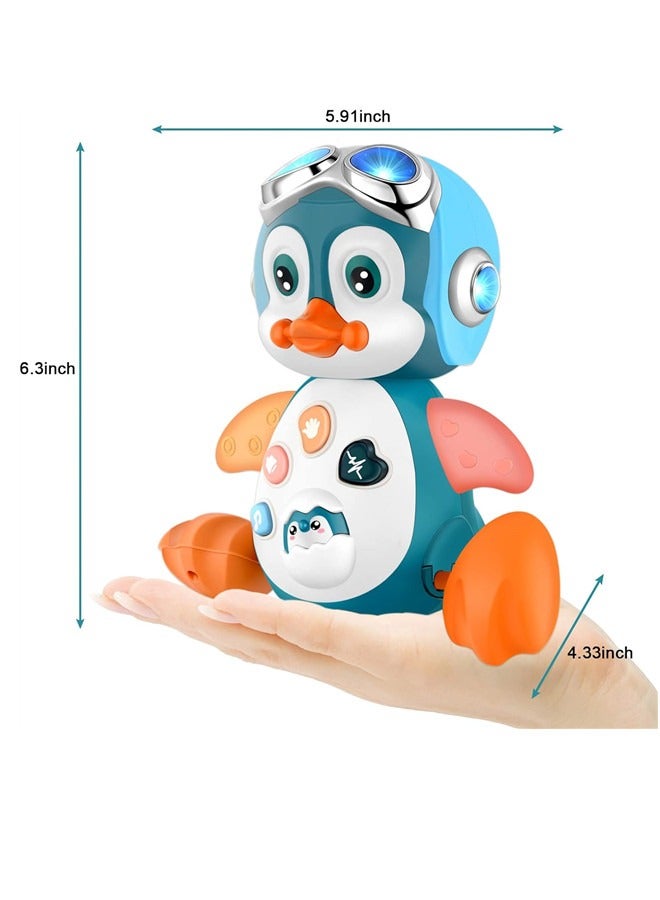 أوساويك ألعاب موسيقية للأطفال على شكل بطريق زاحف، ألعاب وقت الاستلقاء على البطن للأطفال الرضع من عمر 0-3 أشهر، من 0-6 أشهر، من 6-12 شهرًا، من 12 إلى 18 شهرًا، لعبة تفاعلية لتعلم الموسيقى والزحف مع أضواء LED، هدية عيد ميلاد للأطفال الصغار والأولاد والبنات - Image 4