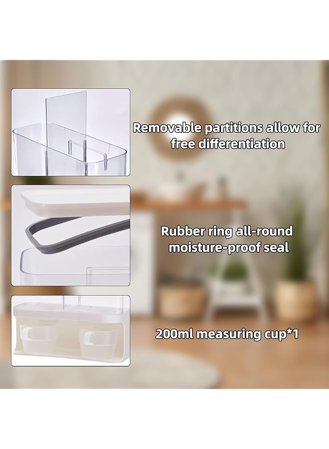 إكسفور موزع خرز الغسيل، حاويات تخزين الحبوب، حاويات محكمة الغلق سعة 3 لتر مع أغطية، موزع خرز عطري مثبت على الحائط لتخزين الأرز، خرز الغسيل، مسحوق الغسيل - Image 4