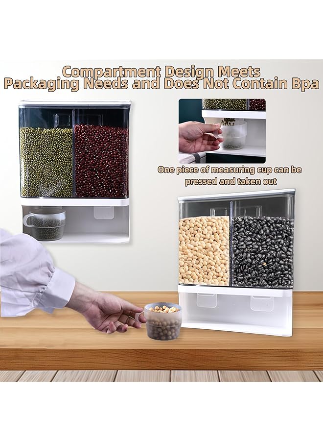 إكسفور موزع خرز الغسيل، حاويات تخزين الحبوب، حاويات محكمة الغلق سعة 3 لتر مع أغطية، موزع خرز عطري مثبت على الحائط لتخزين الأرز، خرز الغسيل، مسحوق الغسيل - Image 2