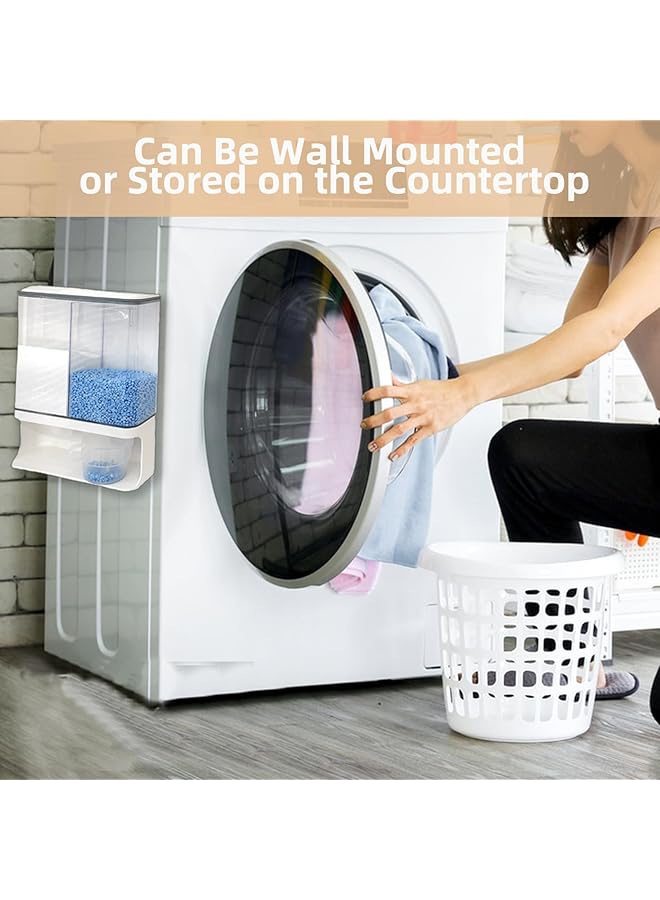 إكسفور موزع خرز الغسيل، حاويات تخزين الحبوب، حاويات محكمة الغلق سعة 3 لتر مع أغطية، موزع خرز عطري مثبت على الحائط لتخزين الأرز، خرز الغسيل، مسحوق الغسيل - Image 3