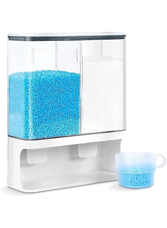 إكسفور موزع خرز الغسيل، حاويات تخزين الحبوب، حاويات محكمة الغلق سعة 3 لتر مع أغطية، موزع خرز عطري مثبت على الحائط لتخزين الأرز، خرز الغسيل، مسحوق الغسيل - Image 1