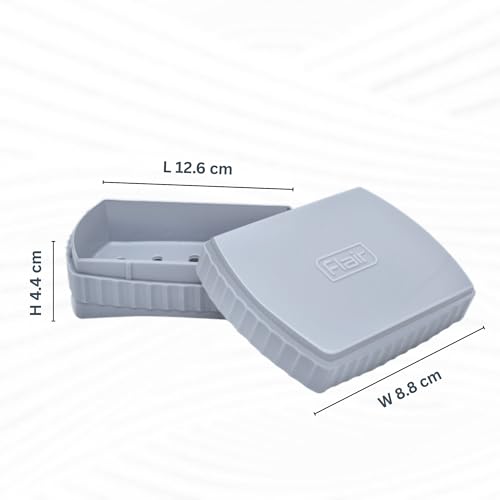 FLAIR Estella Soap Case with Drainage | Reusable & Durable Soap Box | Modern Bathroom Soap Holder (1, Grey) - Image 2