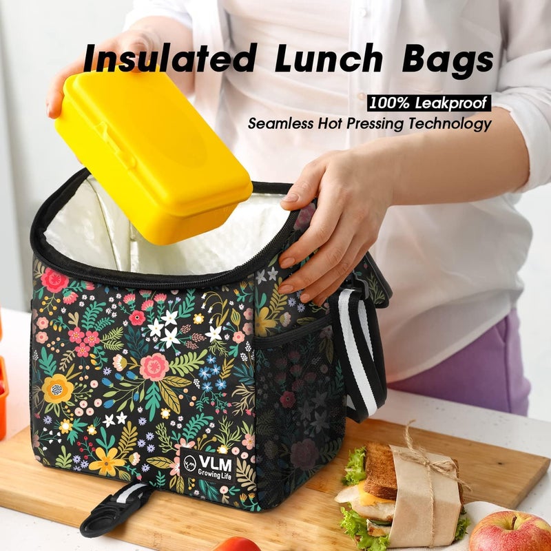 VLM Lunch Box for Women, Insulated Lunch Bag Women with Adjustable Shoulder Strap, Cute Lunch Tote Bag for Work,Picnic,Camping - Image 3
