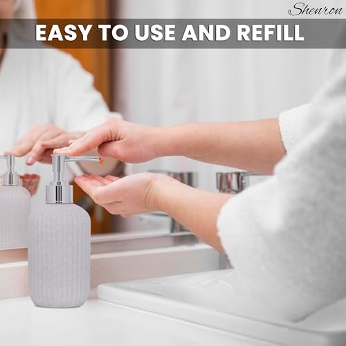SHENRON Liquid Soap Dispenser|Sanitizer Dispenser, Lotion, Shampoo Dispenser | Handwash Bottle for Kitchen | Soap Dispenser for Wash Basin I Hand Soap Dispenser for Kitchen - Set of 2 (Marble) - Image 3