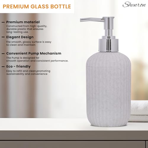 SHENRON Liquid Soap Dispenser|Sanitizer Dispenser, Lotion, Shampoo Dispenser | Handwash Bottle for Kitchen | Soap Dispenser for Wash Basin I Hand Soap Dispenser for Kitchen - Set of 2 (Marble) - Image 2