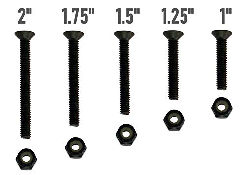 VJ Longboard Skateboards Cruiser Hardware Screws 1" 1.25" 1.5" 1.75" 2" Black Color (1.5") - Image 2