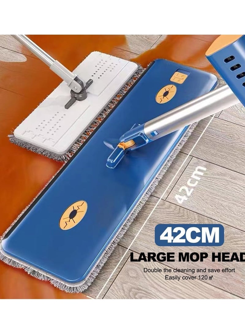 CityRiya-Long Large Flat Mop Floor Mop & Bucket Set Microfiber Mop 360° Spinning Cleaning Flat Mop with 6 Microfiber Pads Wall Mops for Washing Walls Wet and Dry Use Floor Cleaning System for Home Kitchen - Image 3