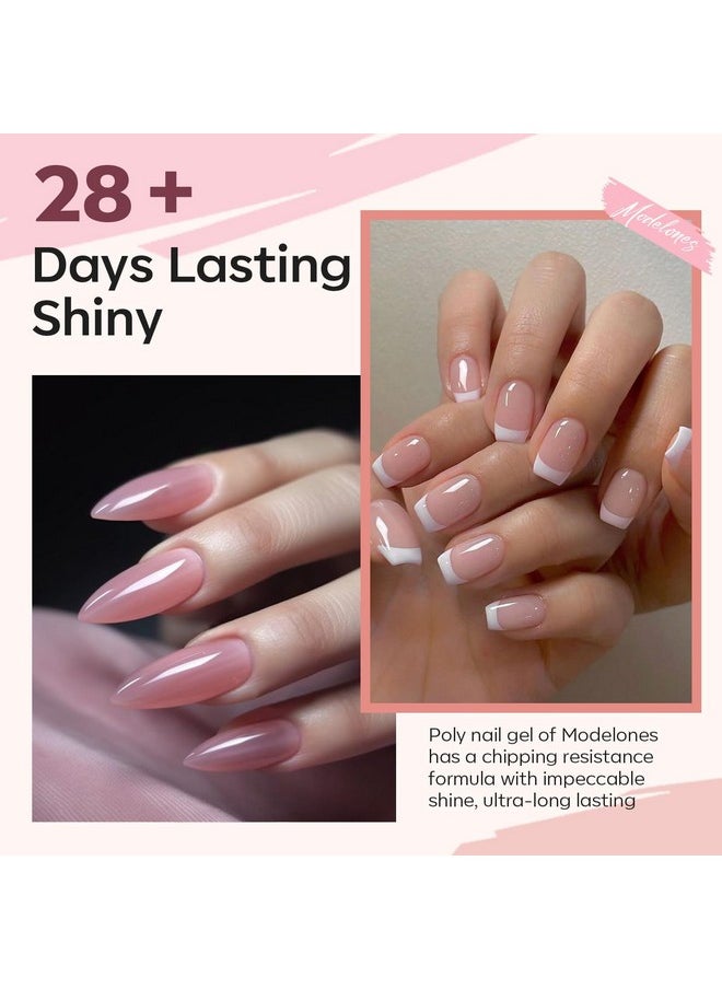 modelones - modelones Poly Gel Set 6 Colors Jelly Gel Milky White Sheer Pink Nude Translucent Nail Extension Kit DIY Art for Women - Image 1