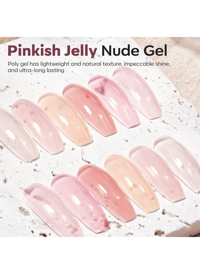 modelones - modelones Poly Gel Set 6 Colors Jelly Gel Milky White Sheer Pink Nude Translucent Nail Extension Kit DIY Art for Women - Image 1