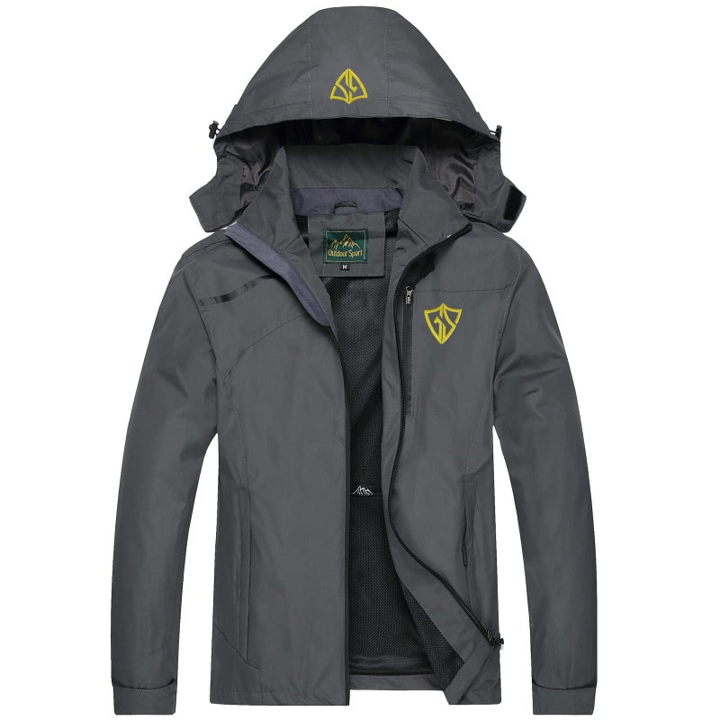 GIISAM Mens Rain Jackets Waterproof with Hood Softshell Lightweight Windbreaker Raincoat Rain Coats for Outdoor Travel Hiking Grey - Image 1