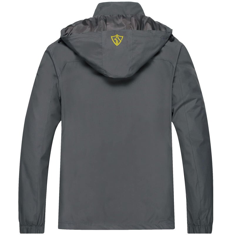 GIISAM Mens Rain Jackets Waterproof with Hood Softshell Lightweight Windbreaker Raincoat Rain Coats for Outdoor Travel Hiking Grey - Image 2