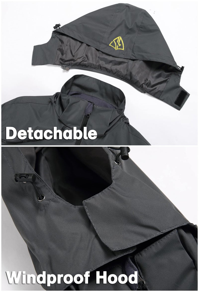GIISAM Mens Rain Jackets Waterproof with Hood Softshell Lightweight Windbreaker Raincoat Rain Coats for Outdoor Travel Hiking Grey - Image 4
