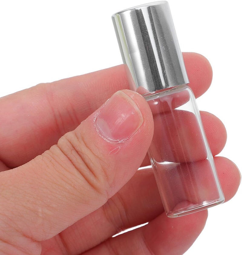 GALPADA 10pcs 5ml Glass Roller Bottles for Essential Oil and Cosmetic Use, Refillable Oil Roller Vials with Silver Caps and Stainless Steel Balls, Portable Travel Perfume Container - Image 3