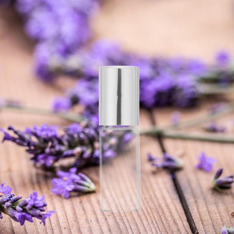 GALPADA 10pcs 5ml Glass Roller Bottles for Essential Oil and Cosmetic Use, Refillable Oil Roller Vials with Silver Caps and Stainless Steel Balls, Portable Travel Perfume Container - Image 4