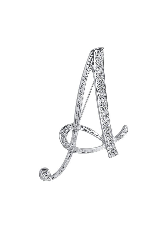 دبابيس دبابيس معدنية مطلية بالفضة (من الألف إلى الياء)، دبابيس دبابيس، دبابيس، دبوس صدر من الكريستال الشفاف (A) - Image 1