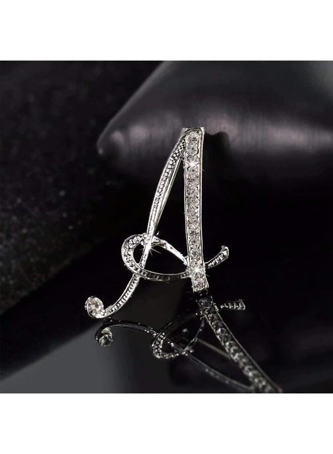 دبابيس دبابيس معدنية مطلية بالفضة (من الألف إلى الياء)، دبابيس دبابيس، دبابيس، دبوس صدر من الكريستال الشفاف (A) - Image 2