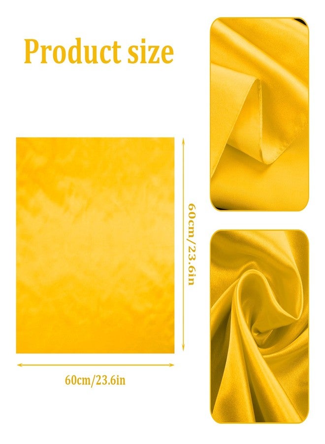 simarro 4Pcs 23.6 Inches Silk Feeling Scarf Satin Head Scarves for Women, Breathable Fashion Square Neck Scarf for Handbags(Yellow) - Image 2