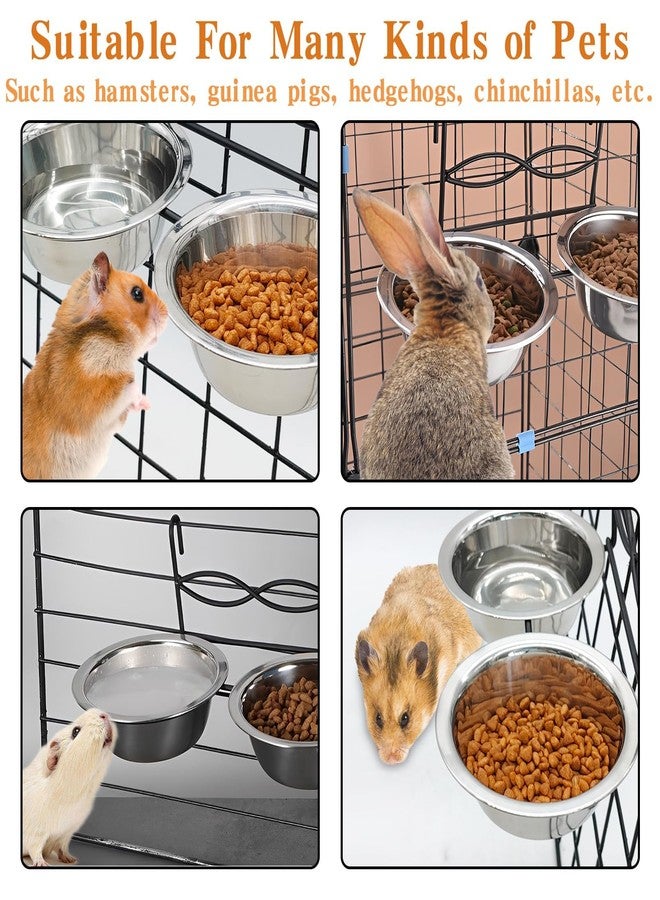 kathson Hanging Bird Bowls for Cage, 2 PCS Stainless Steel Metal Pet Food Water Dishes with Holder Feeder Cage Coop Hook Feeder Cups for Birds, Parrots, Small Sized Dogs and Cats(5.1 Inch Dia) - Image 4