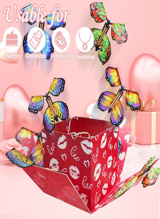 Timisea Butterfly Explosion Gift Box,Two-Layer Flying Butterfly Surprise Box Contains 6 Butterflies,Valentine'S Day Explosion Gift Box,Exploding Butterfly Box Surprise for Girlfriend (Red Lips Style) - Image 4