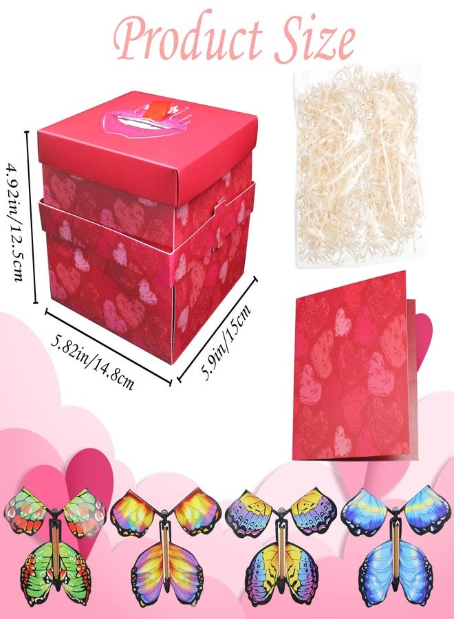 Timisea Butterfly Explosion Gift Box,Two-Layer Flying Butterfly Surprise Box Contains 6 Butterflies,Valentine'S Day Explosion Gift Box,Exploding Butterfly Box Surprise for Girlfriend (Red Lips Style) - Image 2