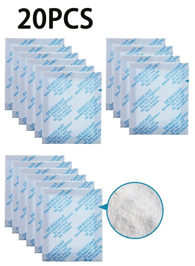 20 pieces of 10g Calcium Chloride Desiccant Packs, Transparent Desiccant, Storage Desiccant Packs, Moisture-Proof Packs for Spices, Jewelry, Shoeboxes, and Electronic Products - Image 1