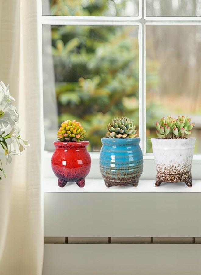 ARTKETTY Succulent Pots - Small Succulent Plant Pot with Drainage Set of 6, Ceramic Cactus Planter Pots for Indoor Unique Flower Planter Container for Home Office Decor - Image 3