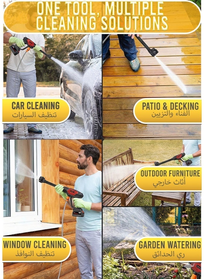 Toby's Toby’s 48V Cordless Portable Car Washer – High Pressure Power Cleaner with Brushless Motor & Dual Battery System – 6-in-1 Nozzle for Cars, Floors, Windows & Garden (Up to 50 Min Runtime) - Image 5