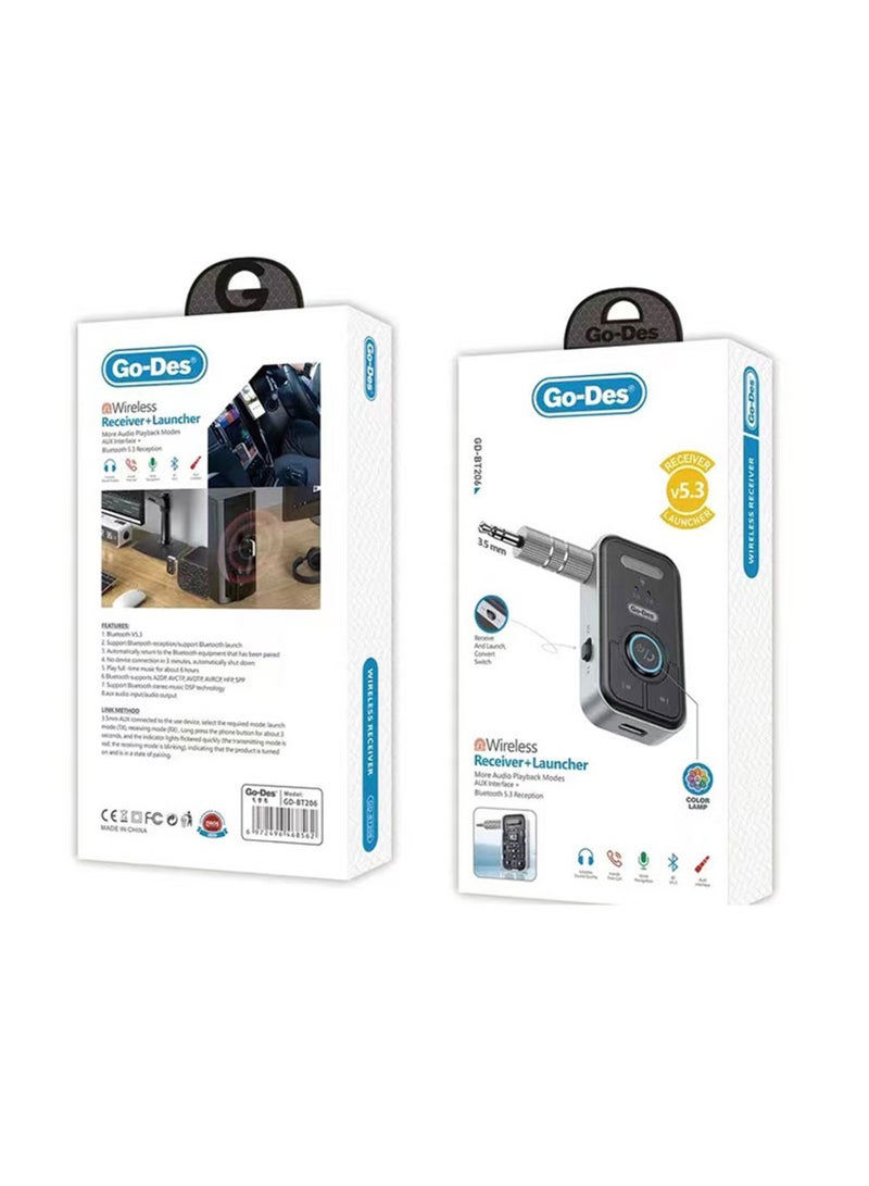 GO-DES Go Des GD-BT206 Wireless Audio Receiver Bluetooth 5.3 Adapter with Aux Input - Image 3